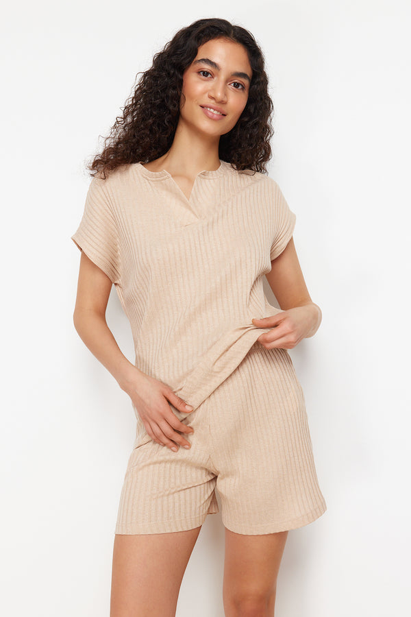 Trendyolmilla Women's Solid Short Lounge Regular Fit Pajama Sets