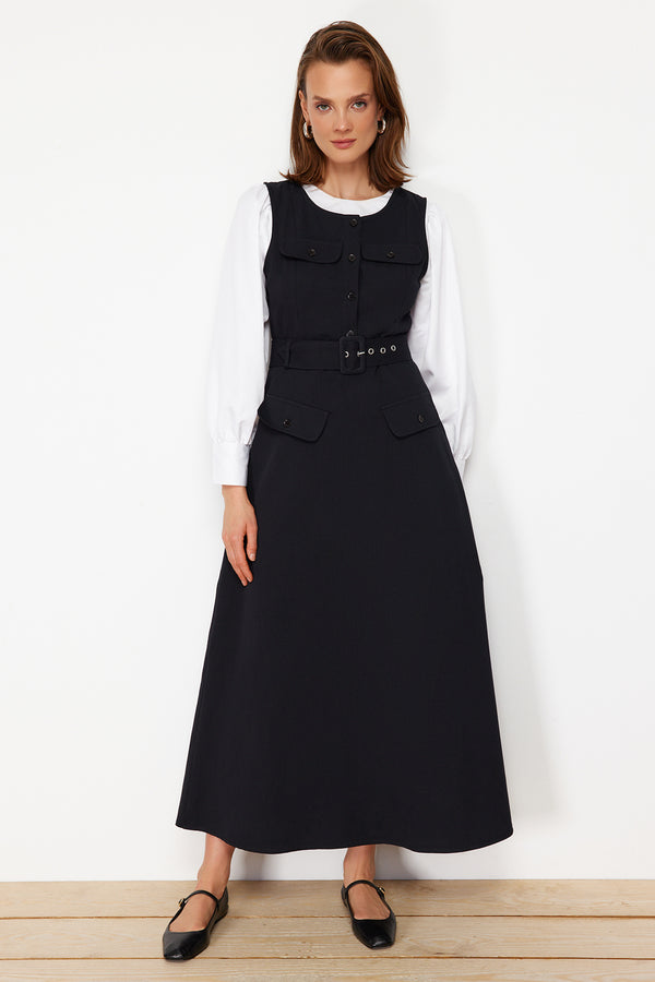 Trendyol Modest Women's Unifarben Maxi Sleeveless Casual Gilet Modest Fashion Dresses