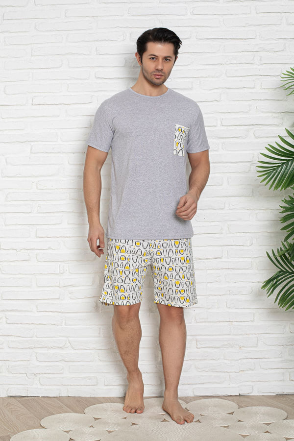 Trendyol Man Men's Animal Print Short Homewear Regular Pajama Set