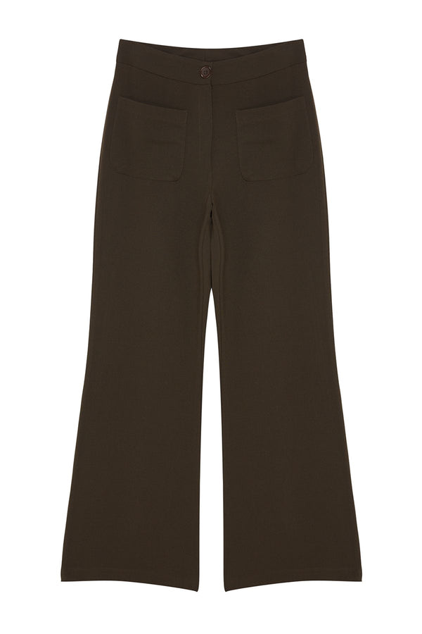 Trendyolmilla Women's Khaki Straight High Waist Trousers