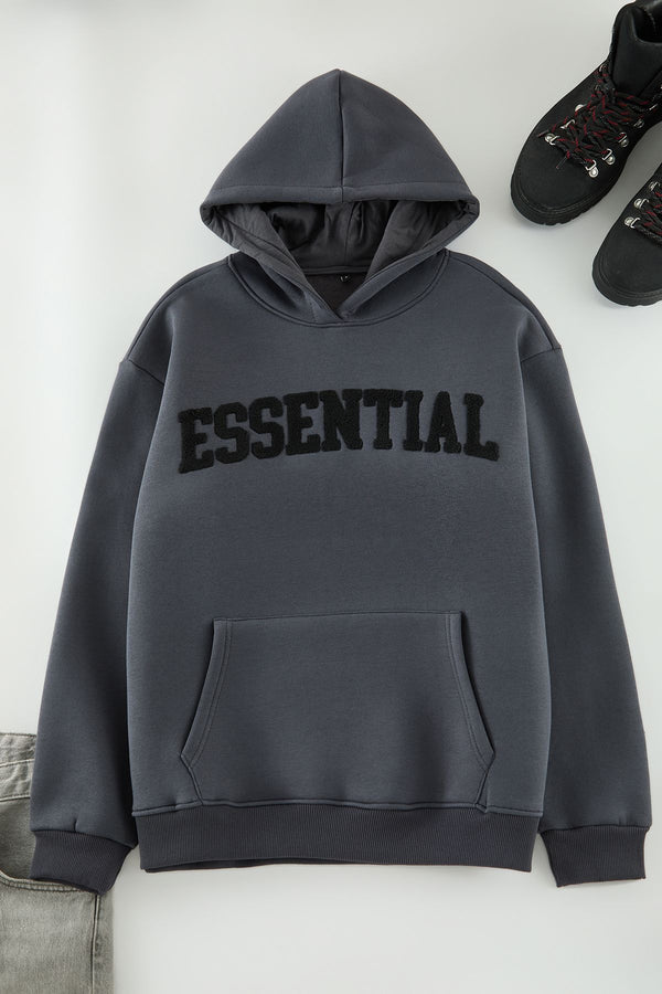 Trendyol Man Men's Grey Slogan Long Oversized Sweatshirt