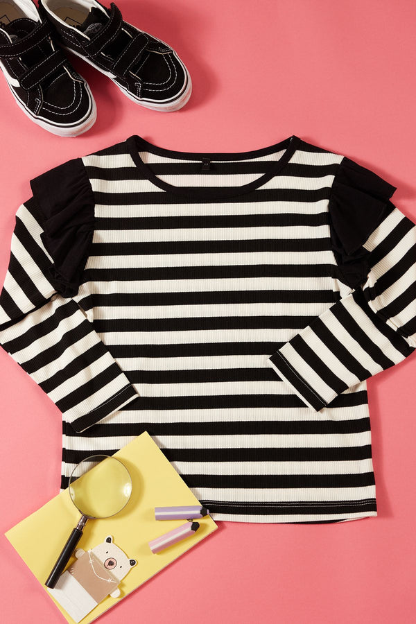 Trendyolkıds Girls Striped Long Regular T-Shirt