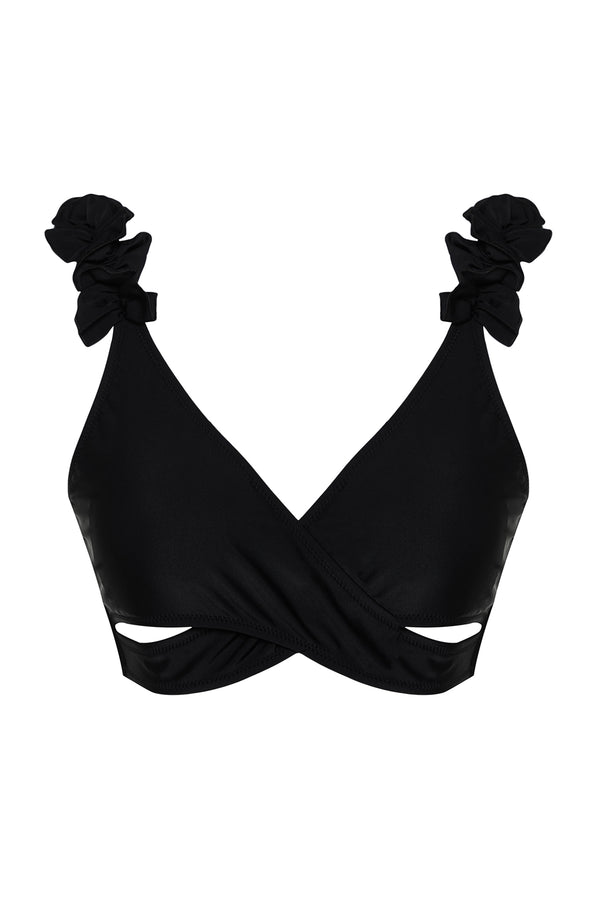 Trendyolmilla Kadın Siyah Düz Atma Bardak Bikini Top