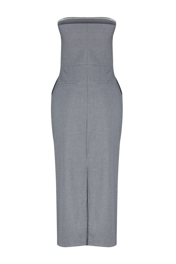 Trendyolmilla Women's Grau Unifarben Midi Sleeveless Business Regular Fit Dresses