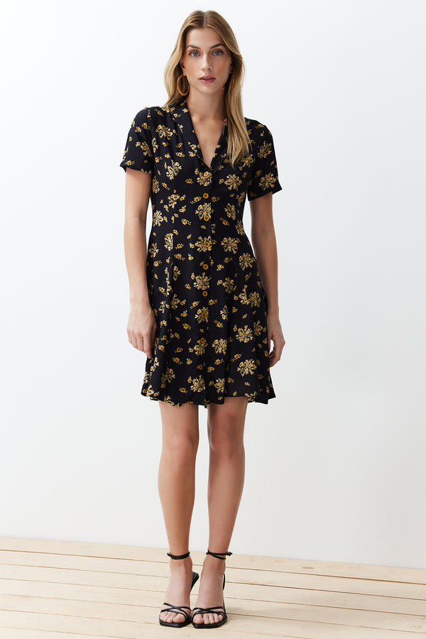 Trendyolmilla Women's Patterned Mini Short Casual Shirt Dress Dress