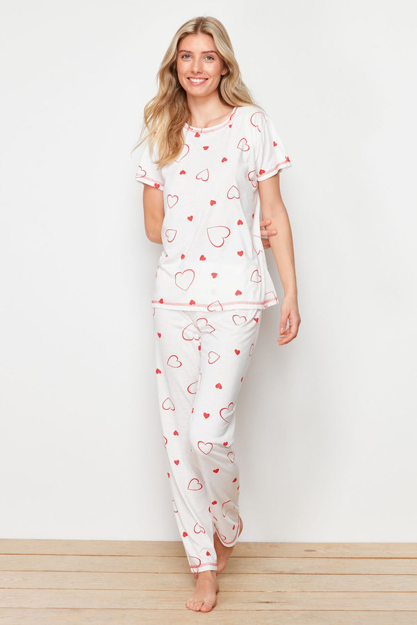 Trendyolmilla Women's Pink Herz Short Lounge Relaxed Pajama Sets