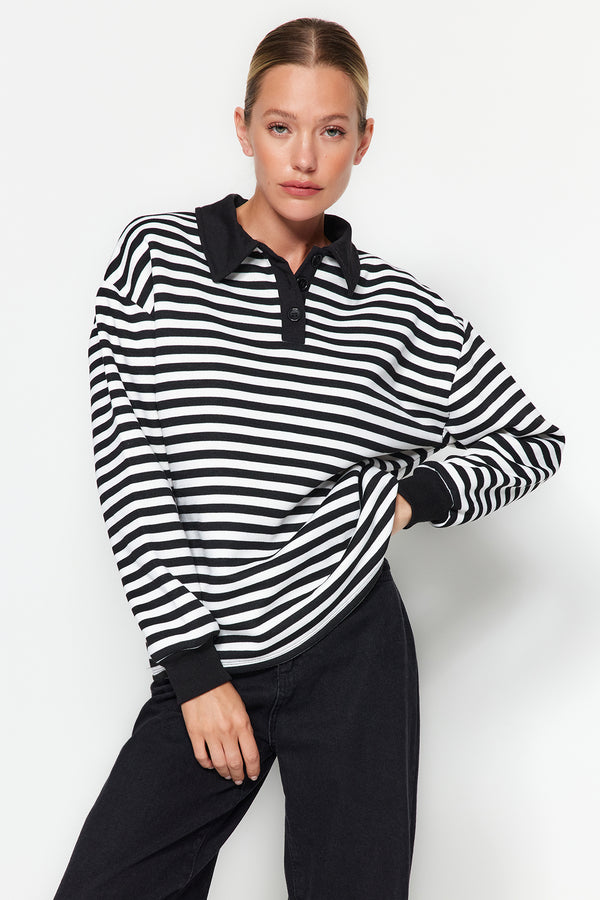Trendyolmilla Women's Striped Long Oversize Sweatshirt