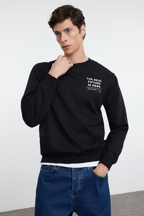 Trendyol Man Men's Slogan Long Oversized Sweatshirt