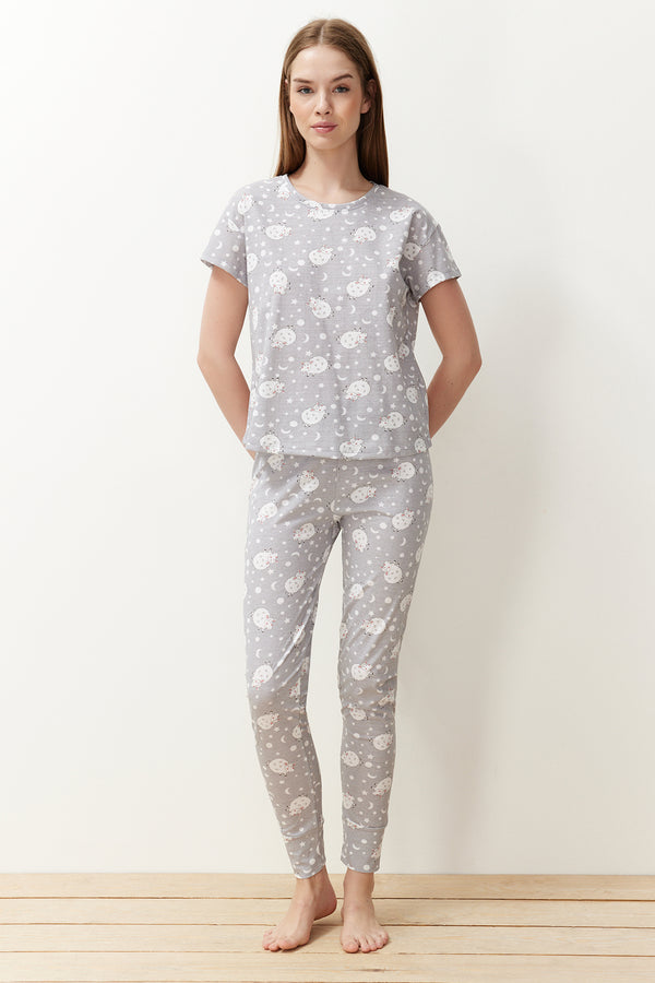 Trendyolmilla Women's Animal Print Short Lounge Relaxed Pajama Sets