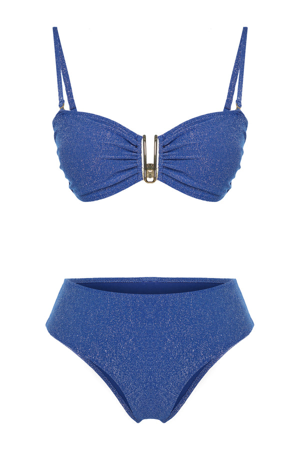 Trendyolmilla Women's Navy Blue Plain Throw Cup Bikini Set