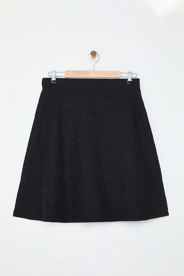 Trendyol Curve Women's Flowering Mini Flared Plus Size Skirt