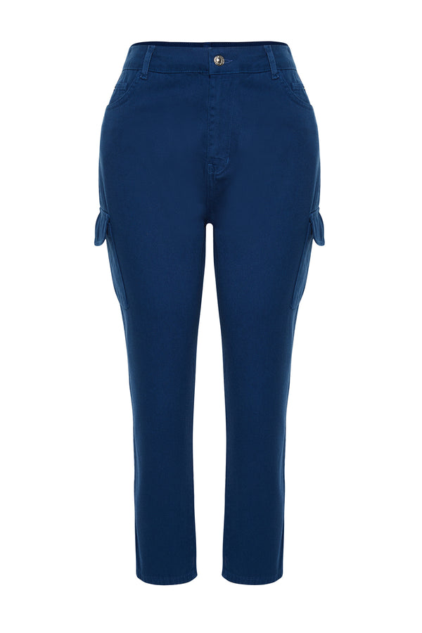 Trendyol Curve Women's Blue Plain High Waist Plus Size Jeans