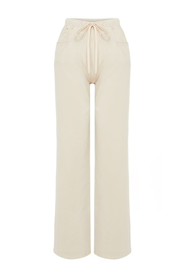 Trendyolmilla Women's Beige Plain Wide Leg High Waist Jeans