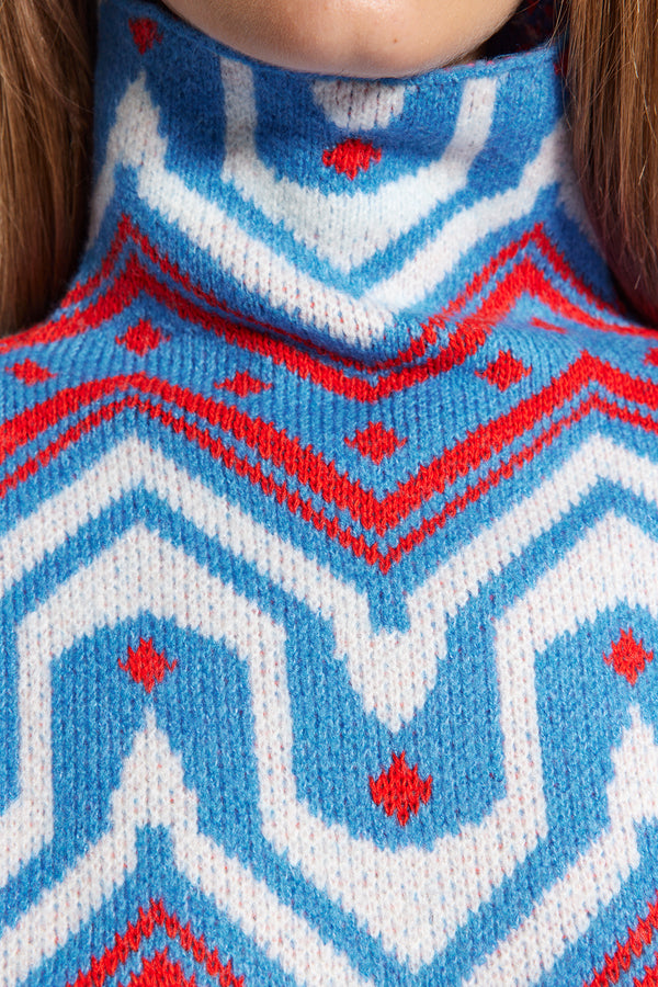 Winter Essentials Blue Wide Fit Soft-Texture, Patterned Knitwear Sweater Twoaw24Kz01172.