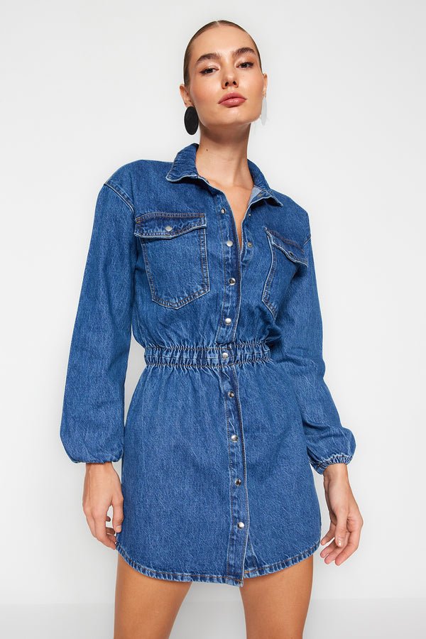 TRENDYOLMİLLA Waist Detailed Denim Dress TPRAW23EL00419