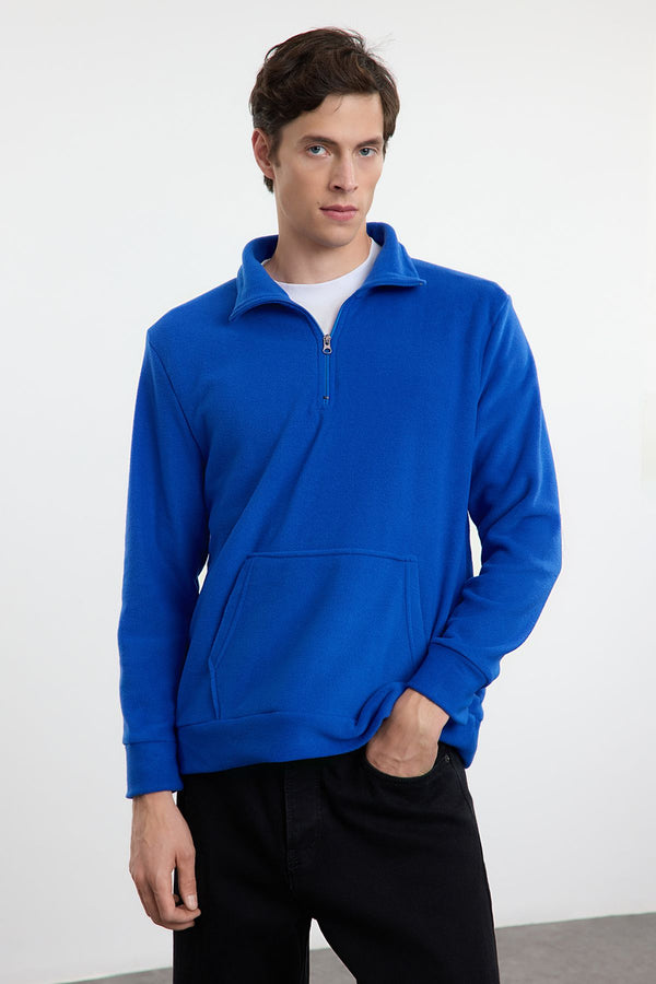 Trendyol Man Men's Blue Straight Long Regular Sweatshirt