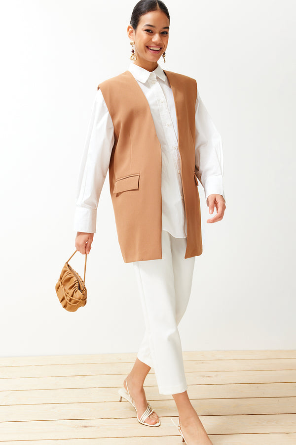 Trendyol Modest Women's Brown Plain Regular Vest
