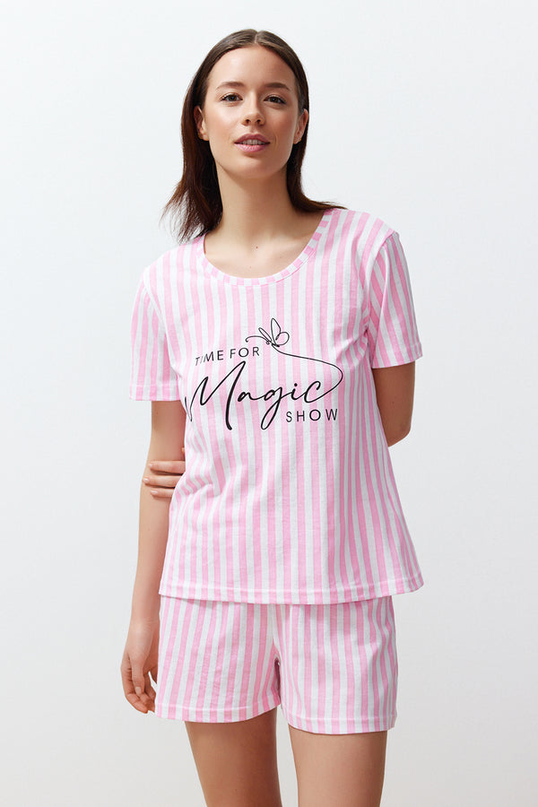 Trendyolmilla Women's Striped Short Lounge/home Regular Pajama Set