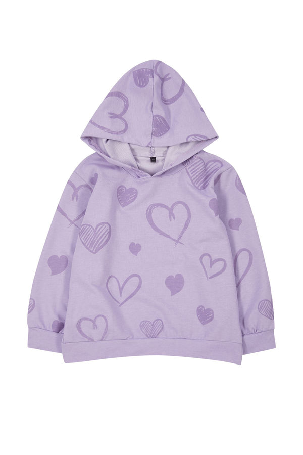 Trendyolkıds Girls Purple Printed Long Regular Sweatshirt