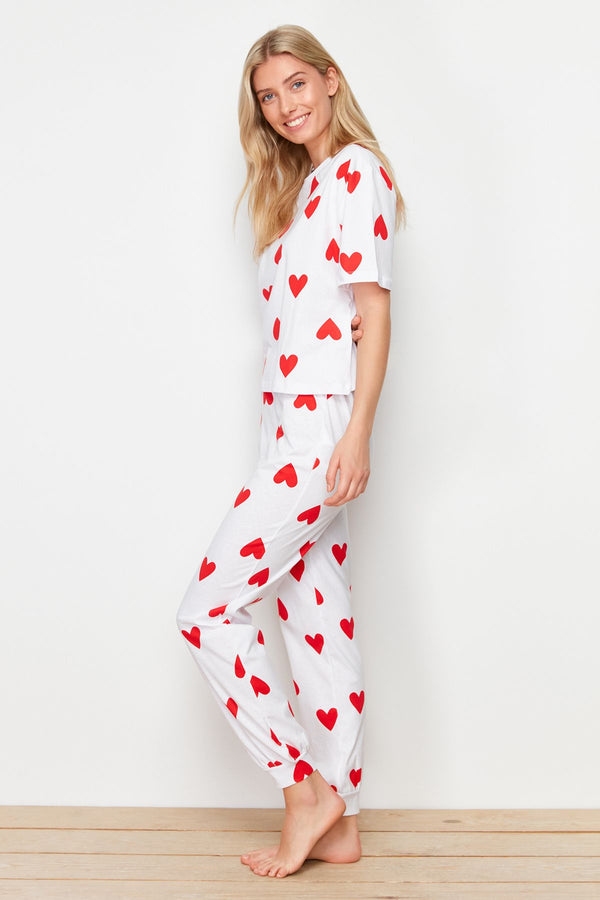 Trendyolmilla Women's Heart Short Lounge/home Relaxed Pajama Set