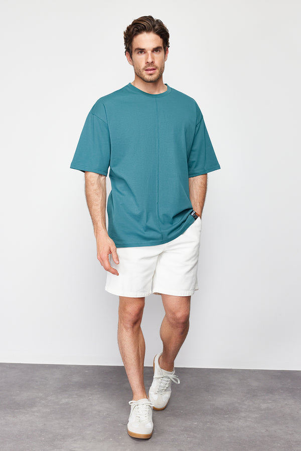 Trendyol Man Men's Green Plain Short Oversize T-Shirt