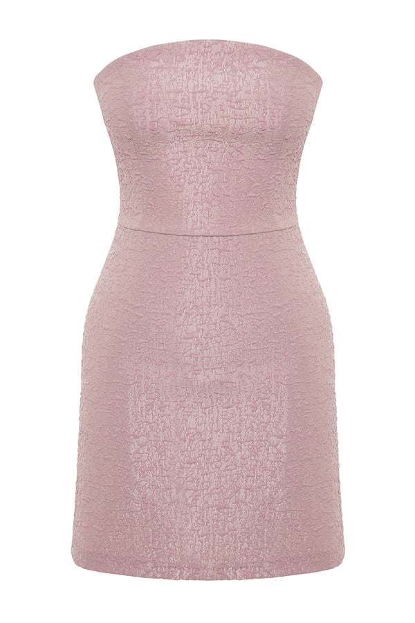 Trendyolmilla Women's Pink Plain Mini Sleeveless Cocktail Fitted Dress