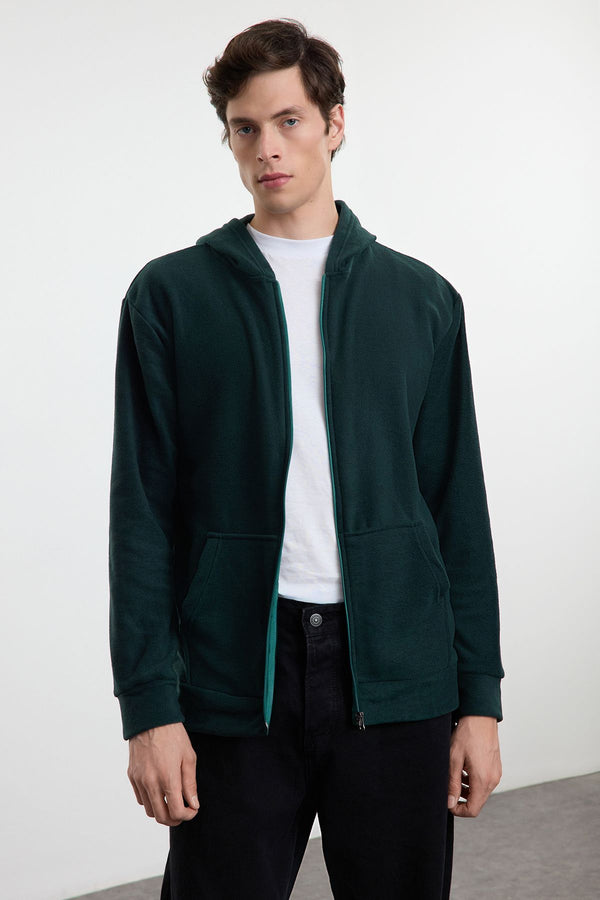 Trendyol Man Men's Green Straight Long Regular Sweatshirt