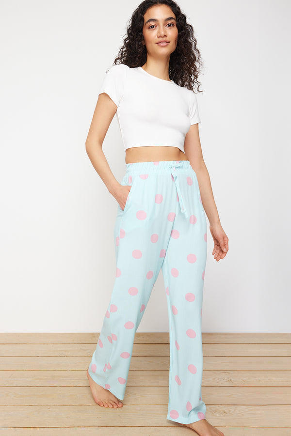 Trendyolmilla Women's Multicolored Pünktchen Regular Fit High Waist Pajama Bottoms