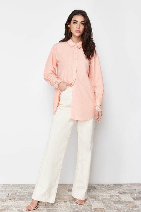 Trendyol Modest Women's Pink Plain Long Regular Shirt