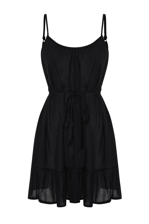 Trendyolmilla Women's Black Plain Mini Suspended Beachwear Oversize Dress