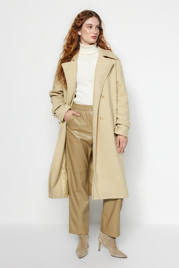 Trendyolmilla Women's Green Plain Oversize Coat