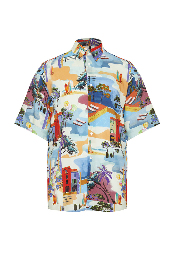 Trendyol Man Unisex Printed Short Oversize Shirt