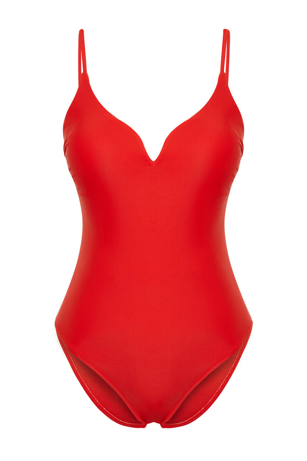 Trendyolmilla Women's Rot Unifarben Removable Cup Swimsuits