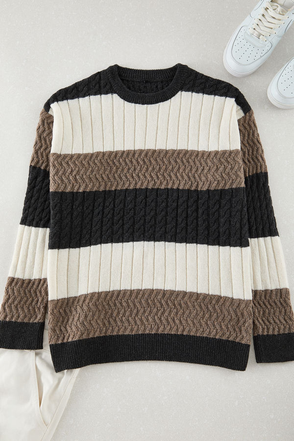 Trendyol Man Men's Brown Color Blocked Long Oversized Jumper