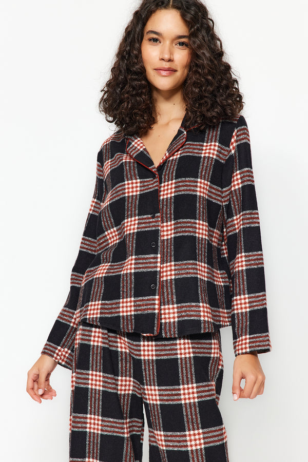 Trendyolmilla Kadınların Çok Renkli Ekose / Damalı Uzun Kollu Homewear Rahat Pijama Seti