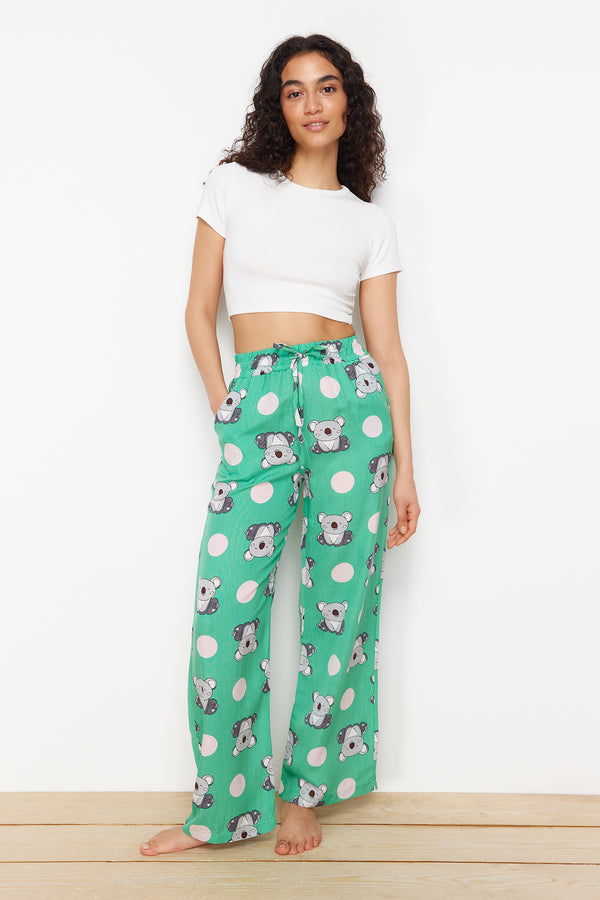 Trendyolmilla Women's Multicolored Animal Print Regular Fit High Waist Pajama Bottoms