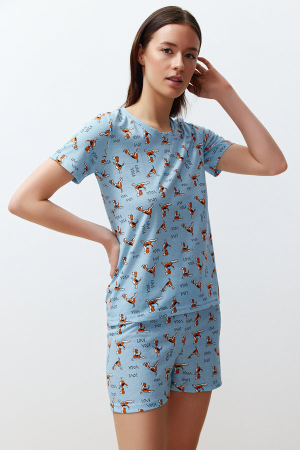 Trendyolmilla Women's Animal Patterned Short Lounge/home Regular Pajama Set
