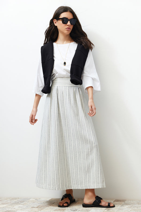 Trendyol Modest Women's Striped Maxi Flared Skirt