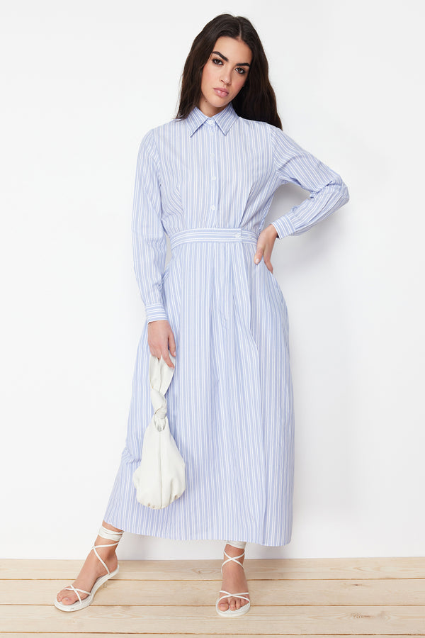 Trendyol Modest Women's Striped Maxi Long Casual Regular Dress