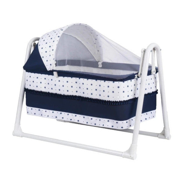 Chubby Baby Luxury Swinging Canopy Portable Basket Crib Navy Blue