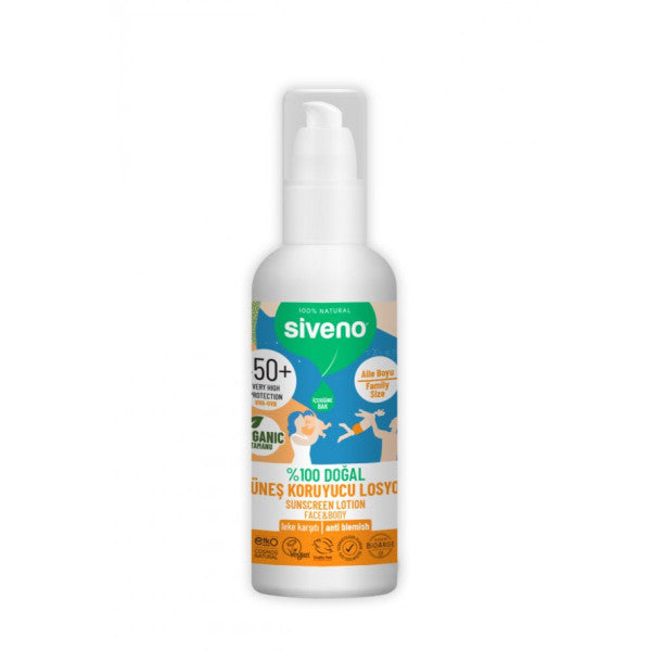 Siveno 100% Natural And Organic Tamanu Oil Sunscreen Lotion With Mineral Filter For The Whole Family 50 Spf 100 Ml