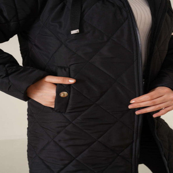 Snap Pocket Buttoned Coat Black