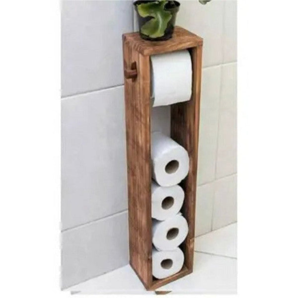 Giftome Toilet Paper Holder Wooden Bathroom