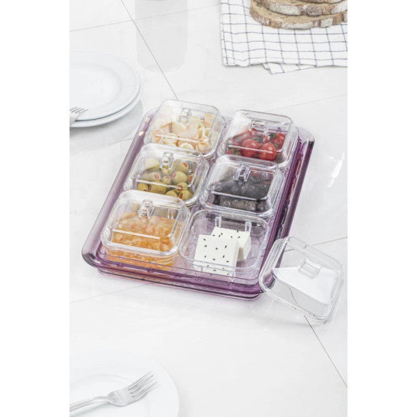 Acrylic Damson 6-Piece Breakfast Set With Lids & Storage Container (Not Glass)