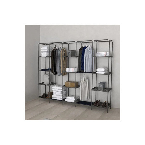 Cimrikese Plastic Shelf 3-Hanger Portable Cloth Wardrobe Large Volume Coverless Wardrobe