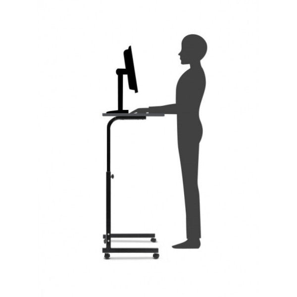 Ayakta ve oturma kullanımı için yükseklik ayarlanabilir masa - antrasit (frenli tekerleklerle)