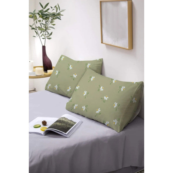 Green Daisy 2-Piece Pillow Case Set