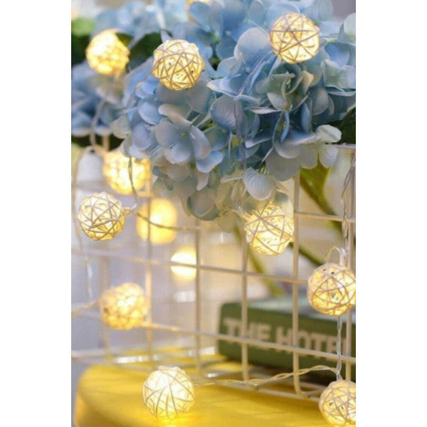 Wicker Balls Led Light 2 Meters Daylight Decor Lamp