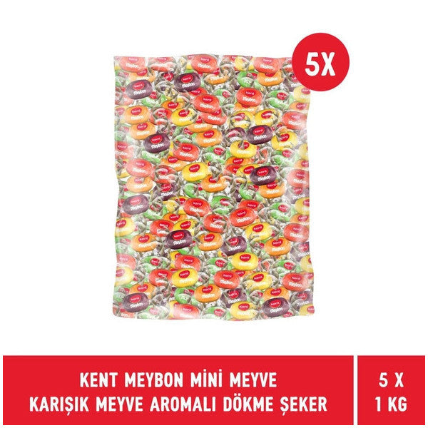 Kent Meybon Mini Mixed Fruit Flavored Bulk Holiday Candy 1 Kg - 5 Pieces