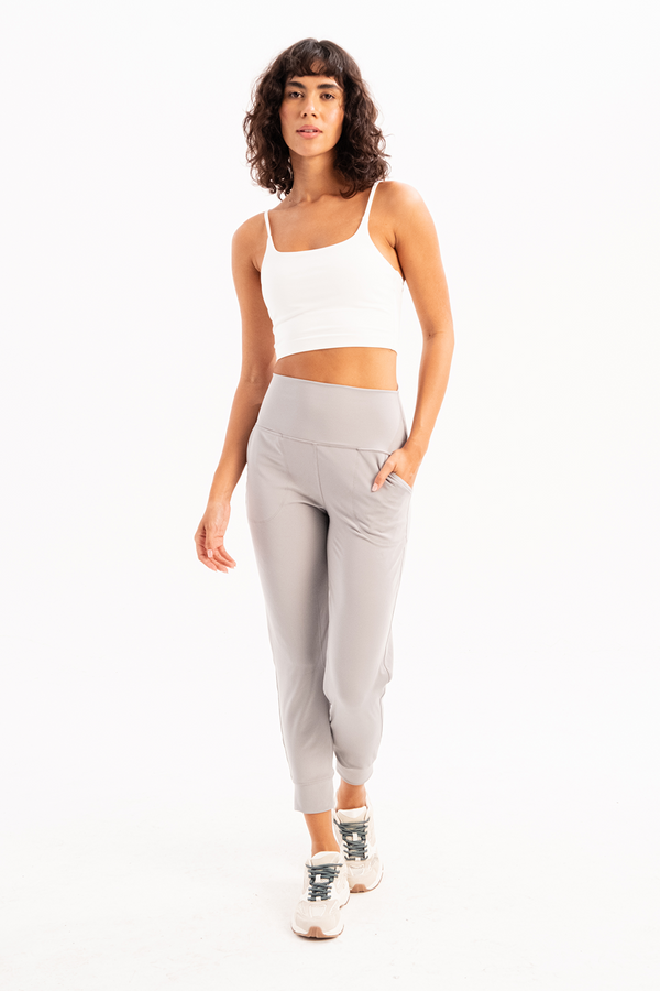 JUSTEVER High Waist Elastic Pocket Relaxed Cut Slimming Jogger Gray Women's Sweatpants - Beat